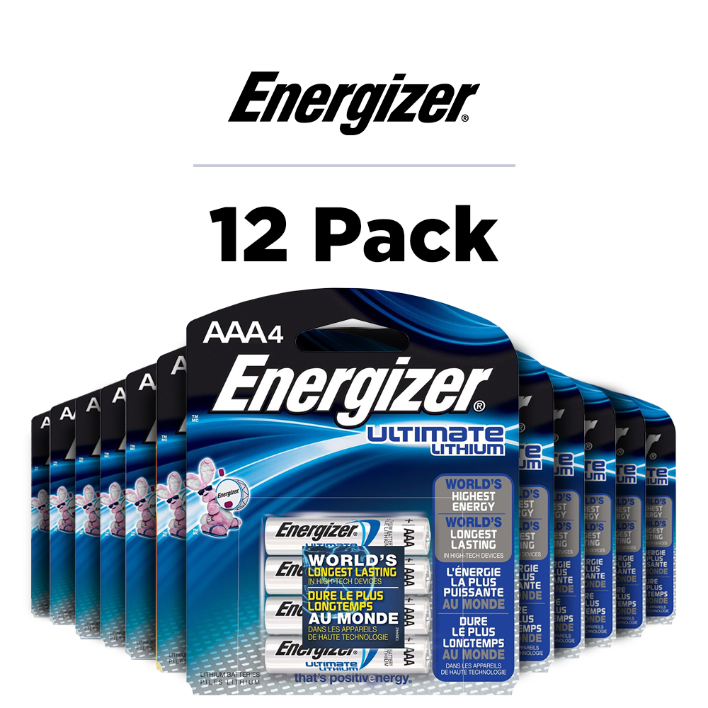 Energizer AAA Lithium Batteries 4 Pack Carton of 12 BELAAA4PKIC